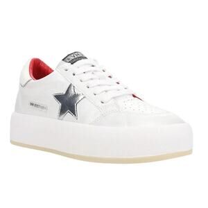 NWOT Vintage Havana Ream 10 Platform Leather Sneakers White Silver Star size 8.5